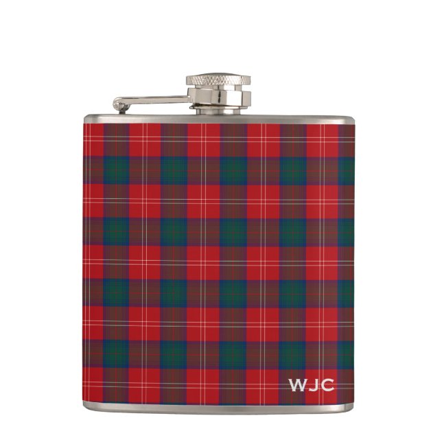 Flasques Clan rouge et bleu Chisholm Tartan Monogramme (Devant)