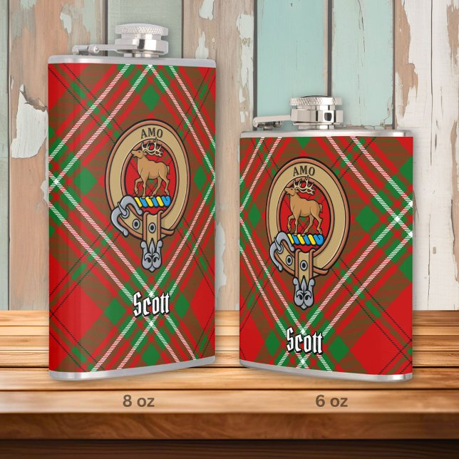 Flasques Clan Scott Crest sur Red Tartan (Créateur téléchargé)