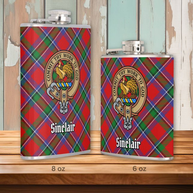 Flasques Clan Sinclair Crest sur Tartan (Créateur téléchargé)
