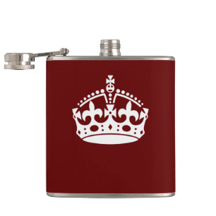 Flasques Classic Keep Calm Crown sur Bourgogne Rouge
