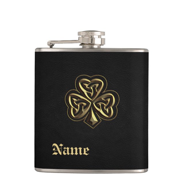 Flasques Classy chic or chanceux look shamrock cuir hanche (Devant)