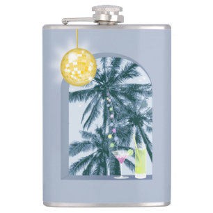 Flasques Cocktails Disco Ball Palms sur Blue