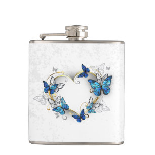 Flasques Coeur bijoux avec papillons Morpho