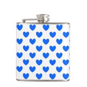 Flasques Coeurs polka bleu sur blanc
