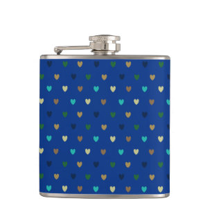 Flasques Coeurs Polka dans les tons bleu paon