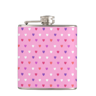 Flasques Coeurs polka rose