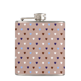 Flasques Coeurs Polka sur brun pâle