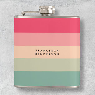 Flasques Colorblock Horizontale Bande rose et vert