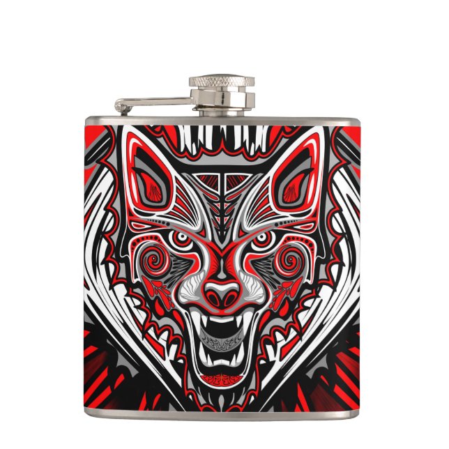 Flasques Conception de totem tribal Haida de loup (Devant)