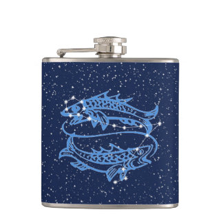 Flasques Constellation des Poissons et signe du zodiaque av