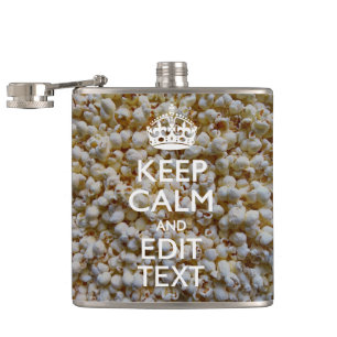 Flasques CONTINUEZ LE CALME ET votre texte sur Popcorn