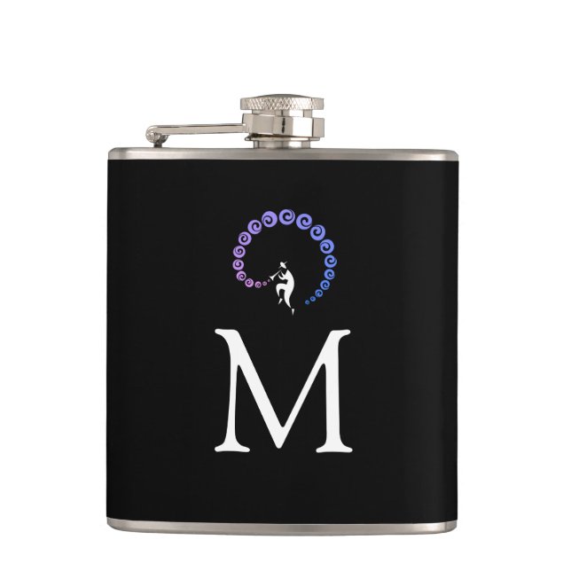 Flasques Cool Jazz Trumpet Musicien Monogram Blue Lilac (Devant)