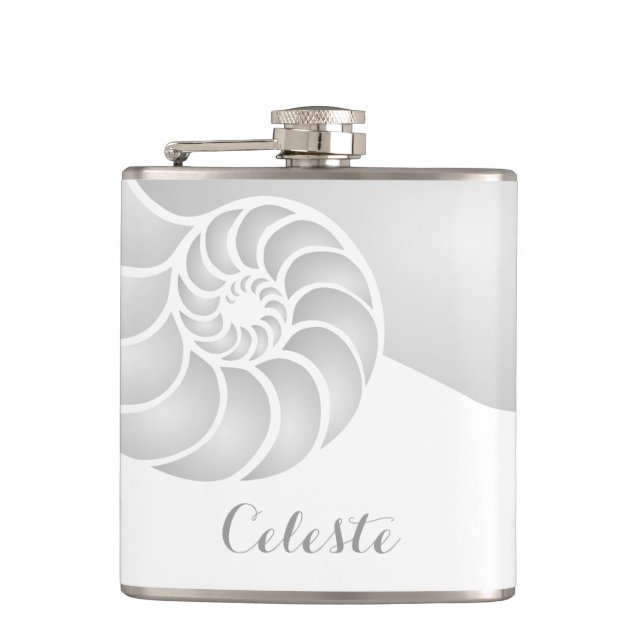Flasques Coque Nautilus argenté avec monogramme personnalis (Devant)