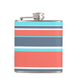 Flasques Corail vivant, bandes bleues et grises