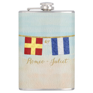 Flasques Couples Monogramme Signal Maritime Drapeaux Aquare