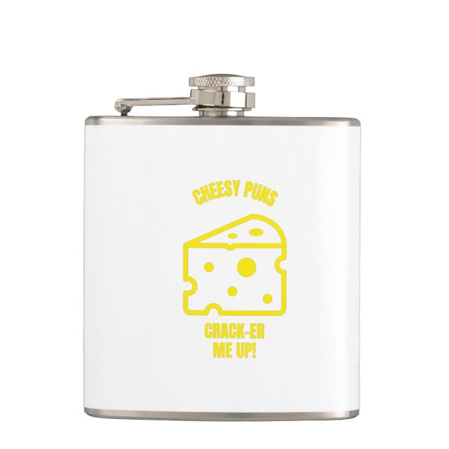 Flasques Crack cheesy puns amusant pun au fromage blagues (Devant)