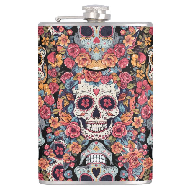 Flasques Crâne à sucre Dia de Los Muertos (Devant)