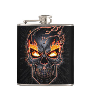 Flasques Crâne flamboyant - Art graving Métal #2