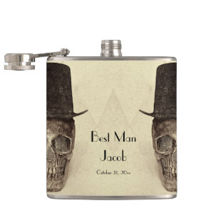 Flasques Crâne Gay M. Et M. Vintage Retro Sepia Best Man