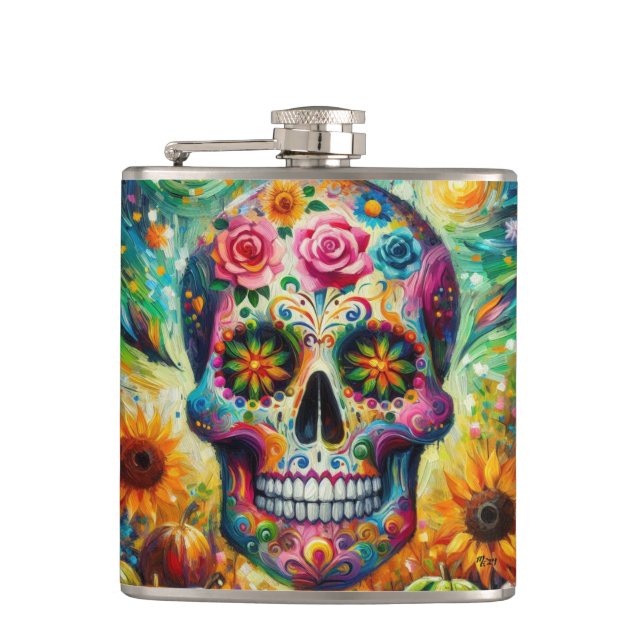 Flasques Crâne sucre Dia De Los Muertos Jour des Morts (Devant)