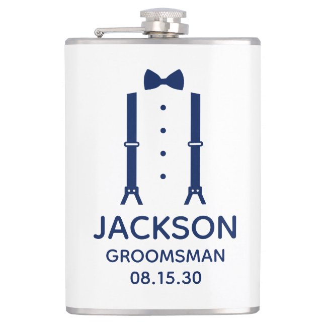 Flasques Cravate Groomsman Blue Bow (Devant)