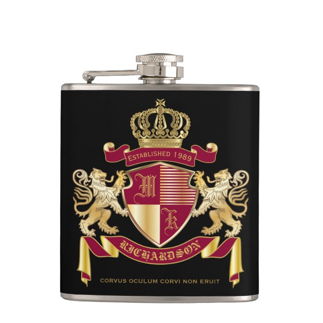 Flasques Créez votre propre blason d'armoiries d'or rouge (Devant)