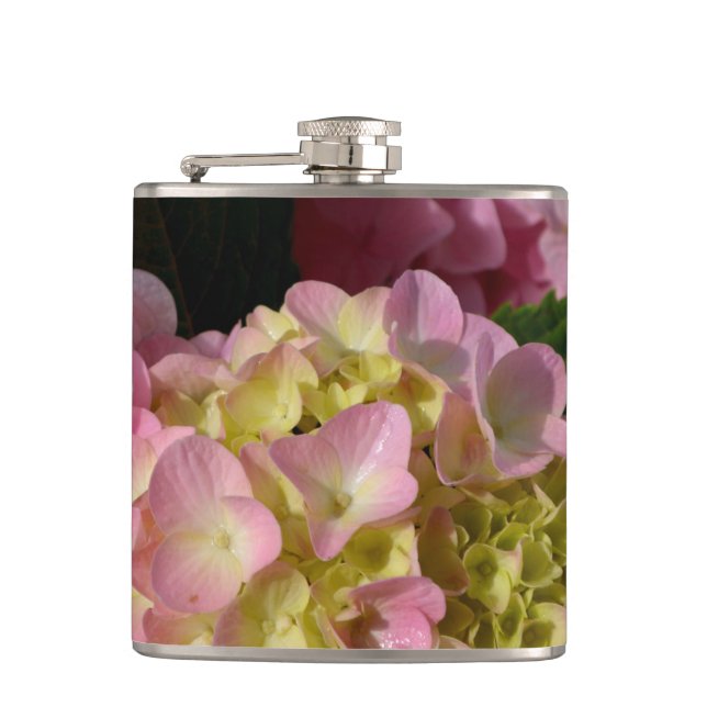 Flasques Crème rose Hydrangeas jaune rose vert floral (Devant)