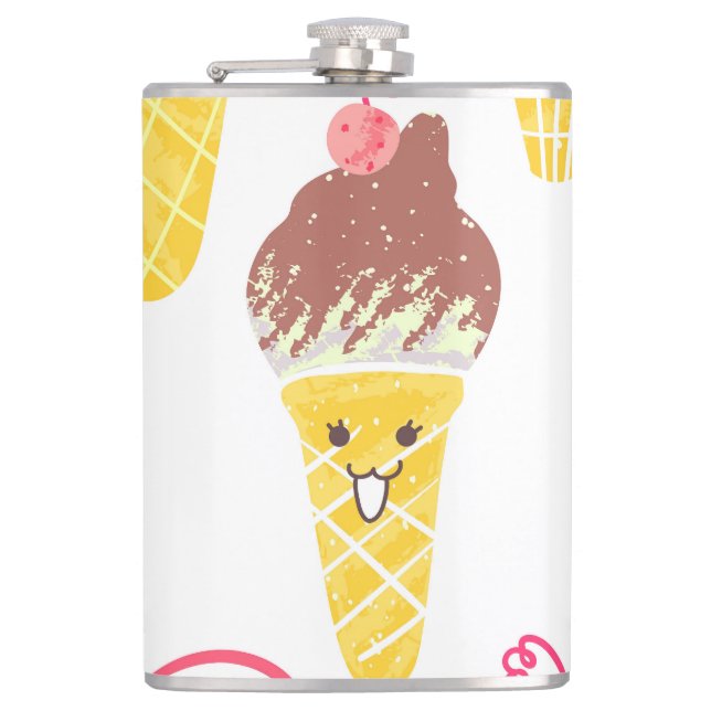 Flasques Crèmes glacées Kawaii, motif mignon et sans soudur (Devant)