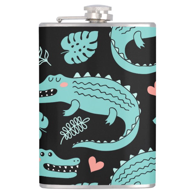 Flasques Crocodiles de caricatures, motif mignon sans soudu (Devant)
