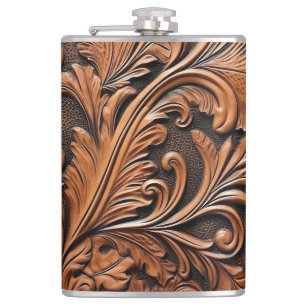 Flasques Cuir brun embouti