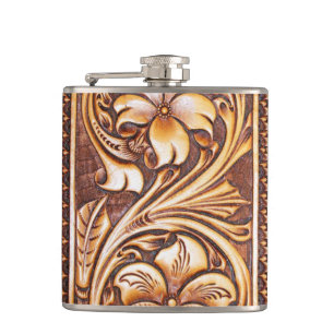 Flasques Cuir usiné par cowboy vintage de pays occidental