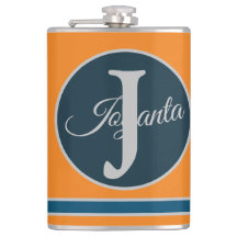 Custom  orange greay blue Monogram Elegant