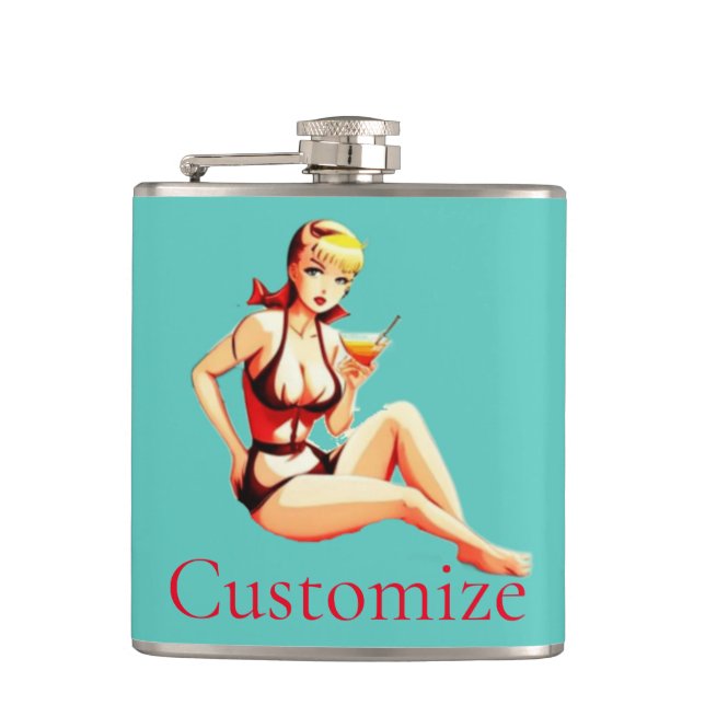 Flasques Cute Blonde Martini Bikini Girl Thunder_Cove (Devant)