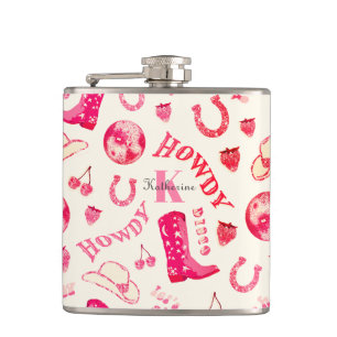 Flasques Cute Girl Rose Disco Nom de la fille Monogramme