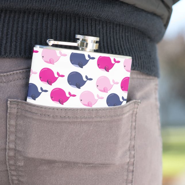 Flasques Cute Whales, Pattern of Whales, Sea Animals (In Situ)