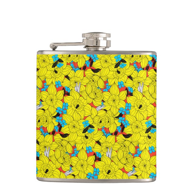 Flasques Daffodiques motif floral printanier (Devant)