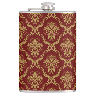 Flasques Damas vintage rouge et or