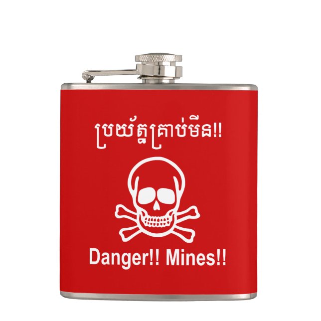 Flasques Danger ! ! Les mines ! ! SYMBOLE ☠ Cambodgien Khme (Devant)