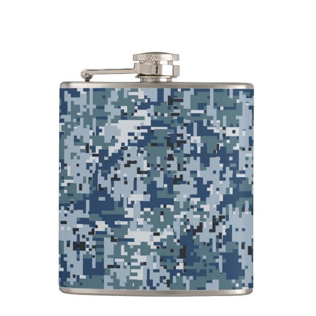 Flasques Décor de camouflage numérique bleu marine (Devant)