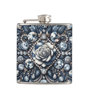 Flasques Denim & Diamonds Glam Bling Bijoux Roses