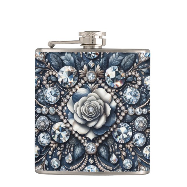 Flasques Denim & Diamonds Glam Bling Bijoux Roses (Devant)