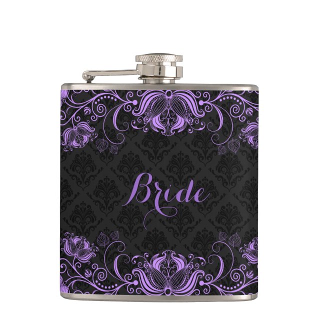Flasques Dentelles florales violettes monogrammes noires (Devant)
