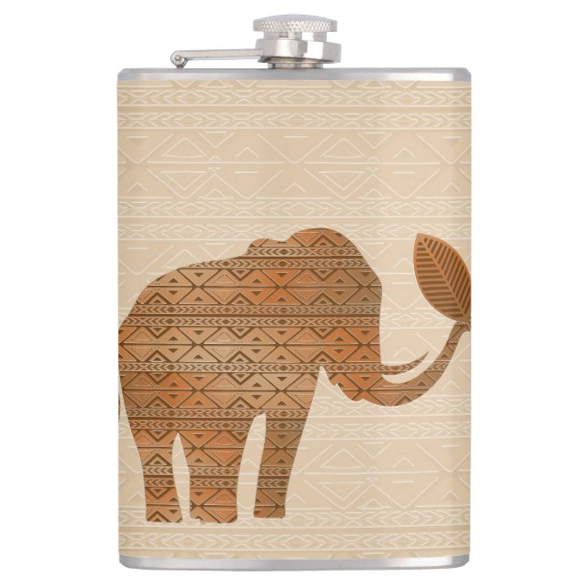 Flasques Design d'art tribal des éléphants (Devant)
