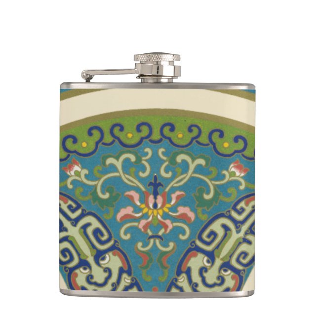 Flasques Designs orientaux bleus avec facettes souriantes (Devant)