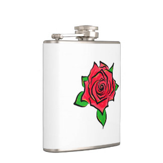 Flasques Dessin rose d'art de rose rouge de peinture simple