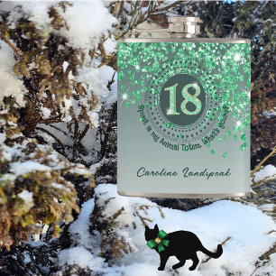 Flasques Dix-huit & Vert Paillettes & Citation de Boire