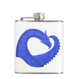 Flasques Dragon cœur bleu sur fond blanc