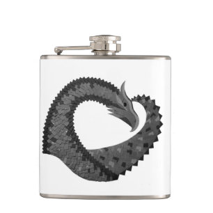 Flasques Dragon de coeur noir sur blanc