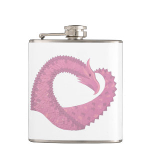 Flasques Dragon de coeur rose sur blanc