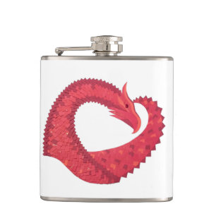 Flasques Dragon de coeur rouge en blanc